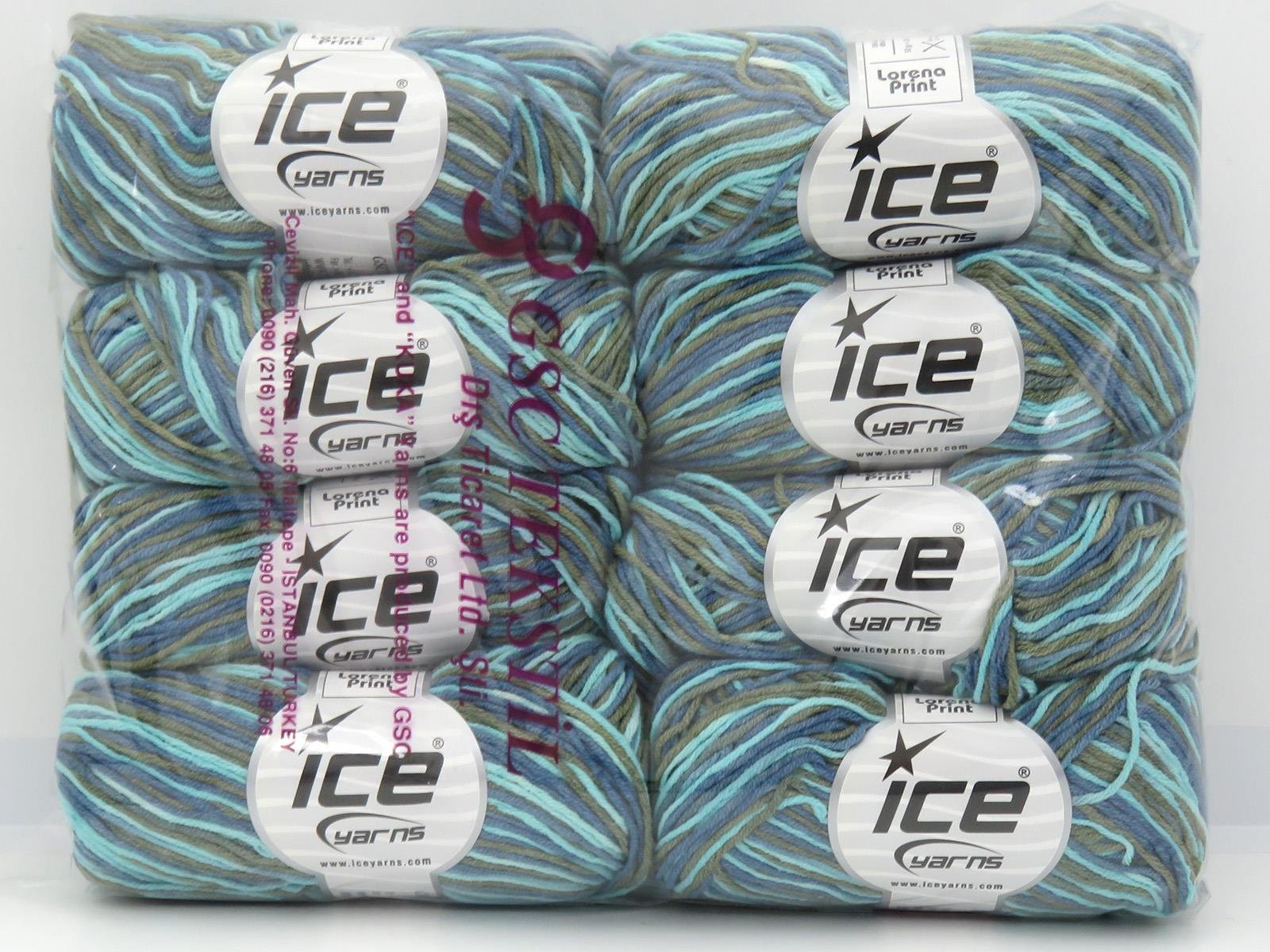 Lorena Print Blue, Khaki, Turquoise Shades