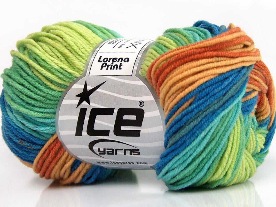 Lorena Print Blue, Turquoise, Light Brown, Green Shades, Copper