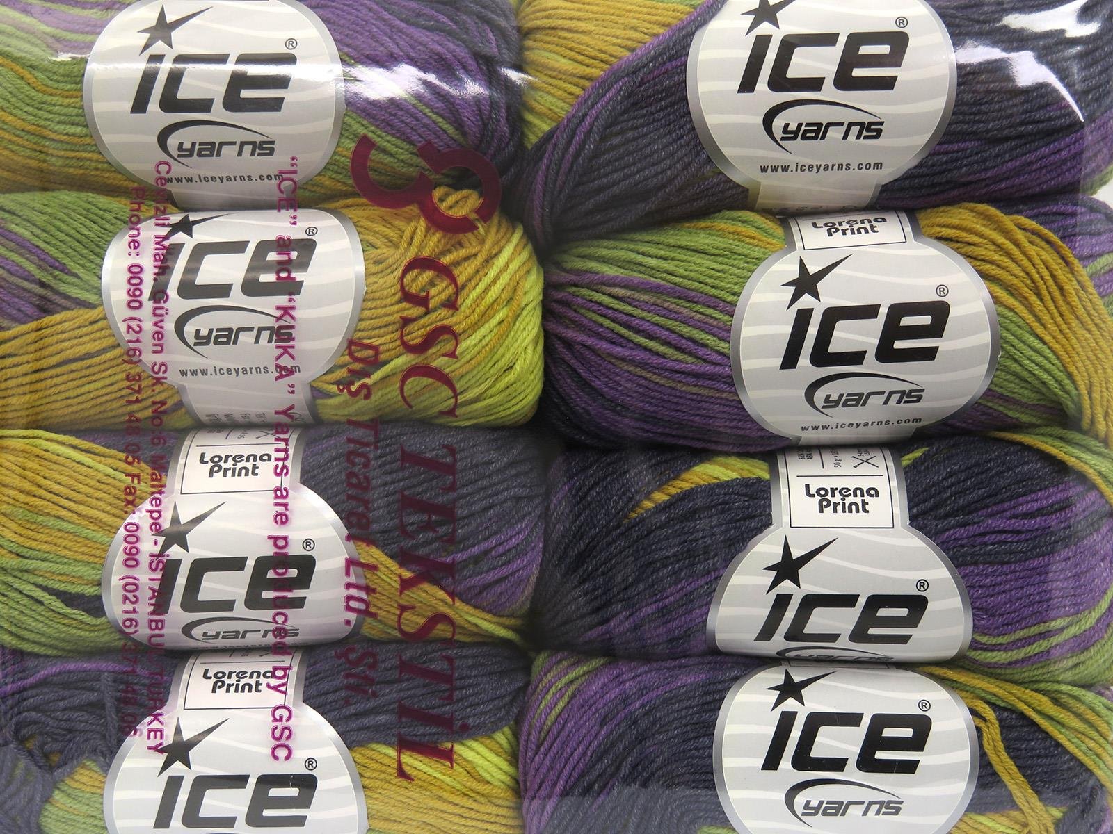 Lorena Print Gold, Khaki, Purple Shades