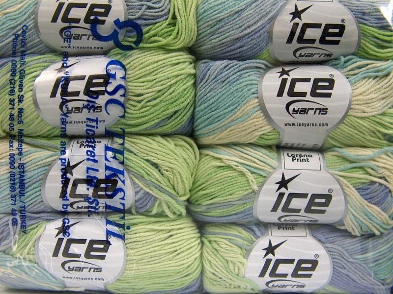 Lorena Print Green, Cream, Blue Shades