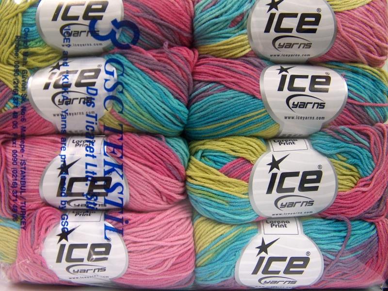 Lorena Print Pink, Lilac, Turquoise, Green Shades