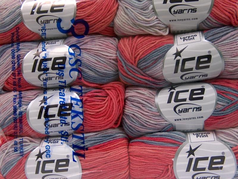 Lorena Print Pink, Salmon, Blue Shades