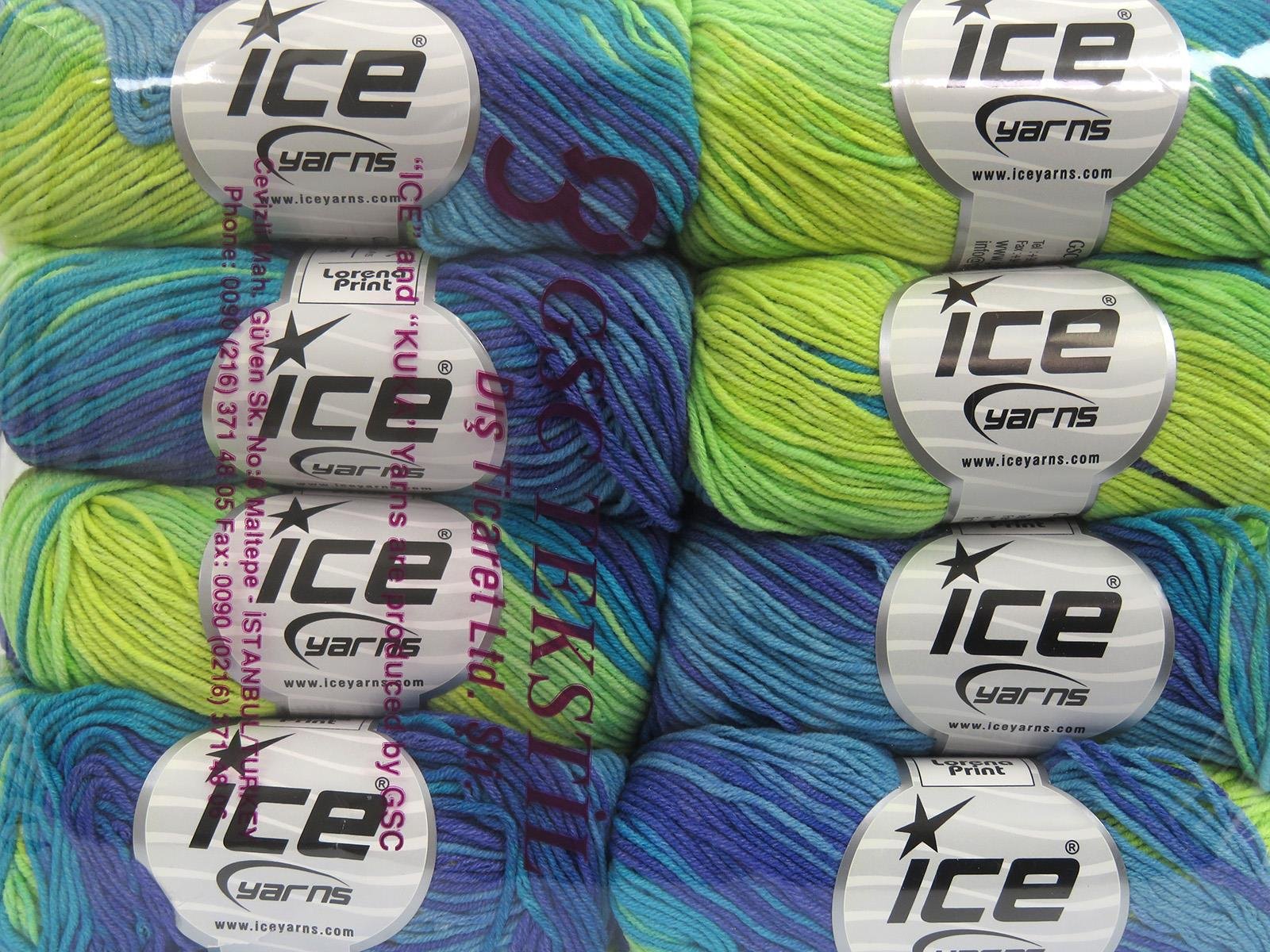 Lorena Print Purple, Turquoise, Green Shades