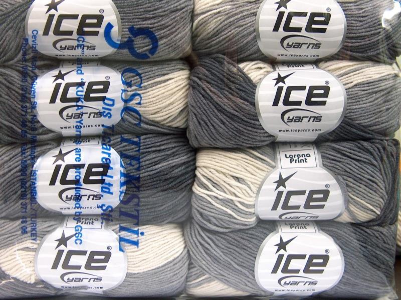 Lorena Print White, Grey Shades