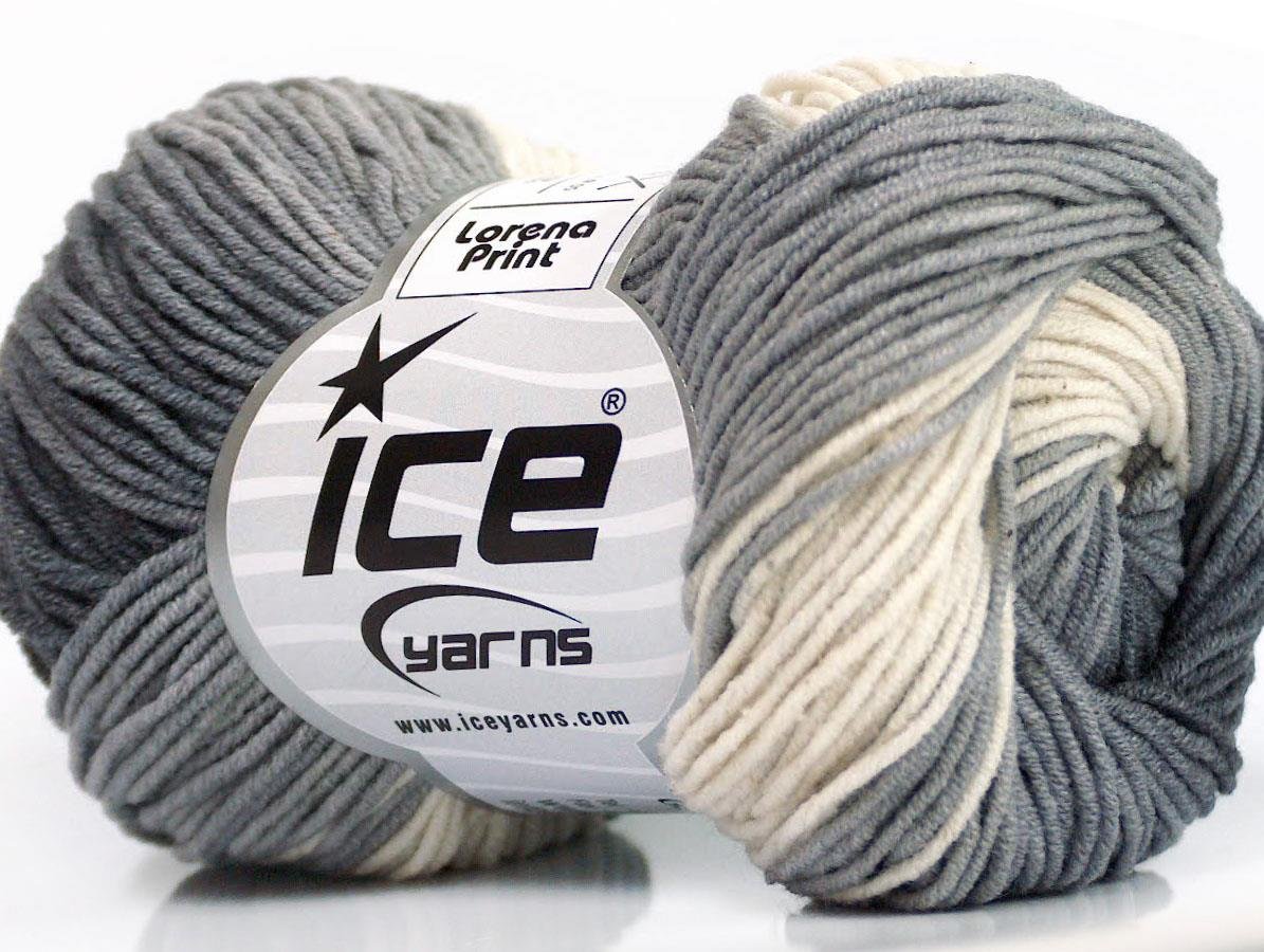 Lorena Print White, Grey Shades