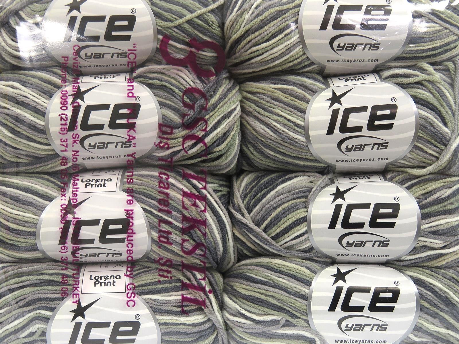 Lorena Print White, Grey Shades