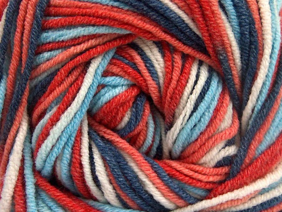 Lorena Print White, Red, Salmon, Blue Shades