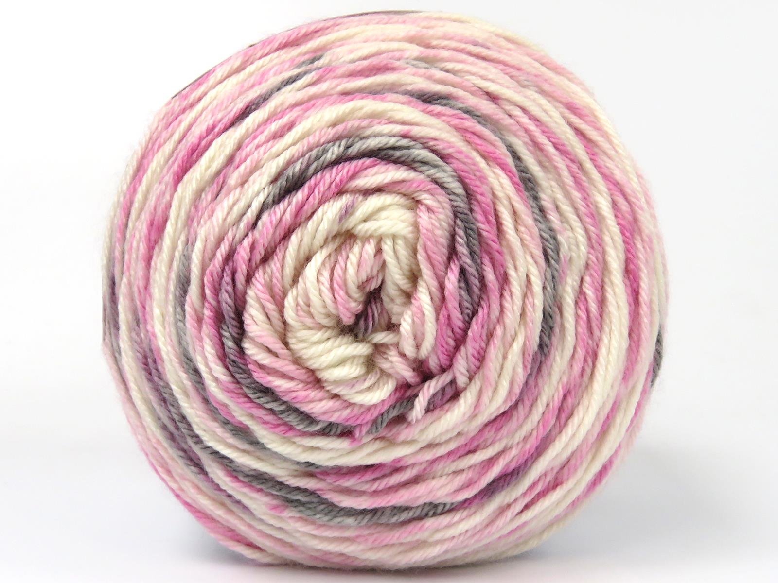 Lot of 2 x 140gr Skeins Ice Yarns CAKES ANTIPILLING SPRAY Yarn Pink Shades Cream Grey