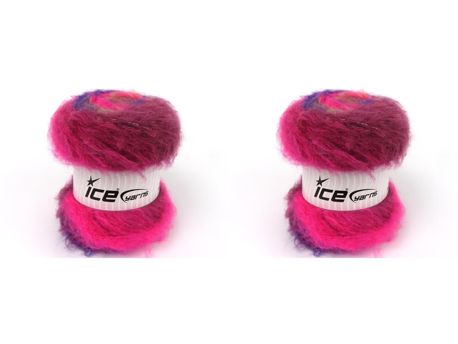 Lot of 2 x 150gr Skeins Ice Yarns BELLA MOHAIR (15% Mohair) Yarn Purple Burgundy Pink Light Salmon