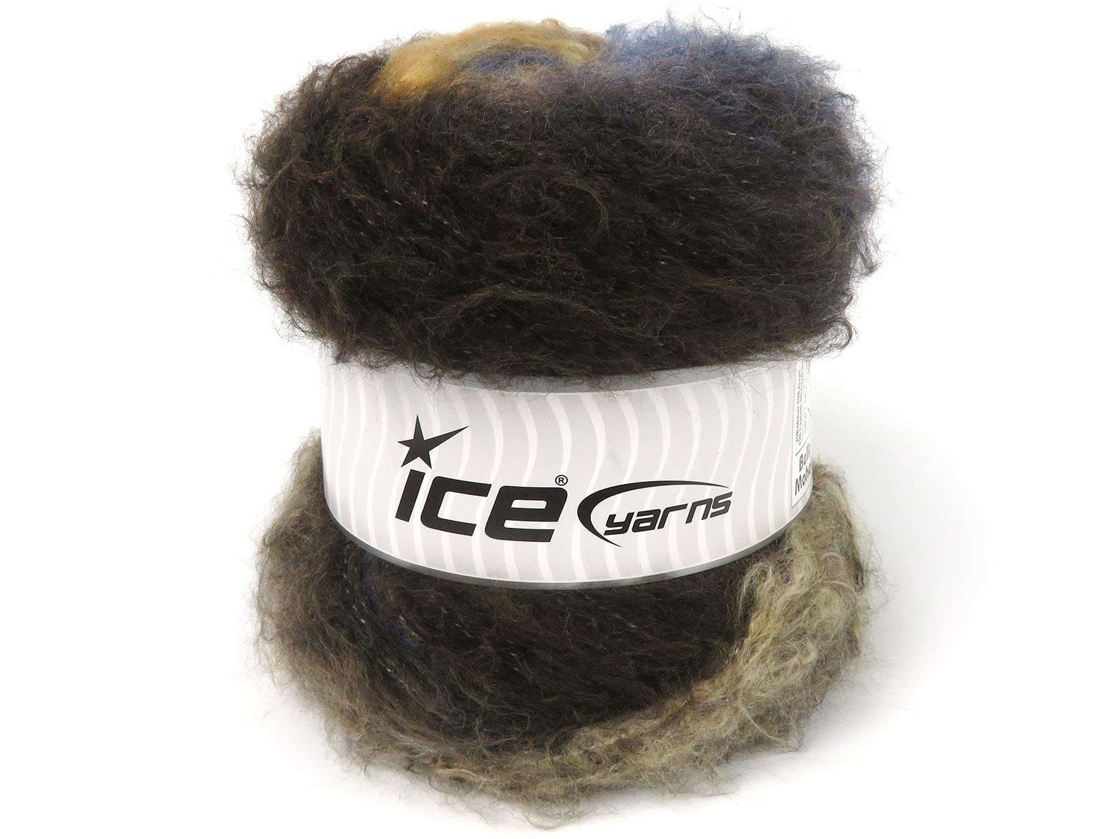 Lot of 2 x 150gr Skeins Ice Yarns BELLA MOHAIR (15% Mohair) Yarn Jeans Blue Brown Shades