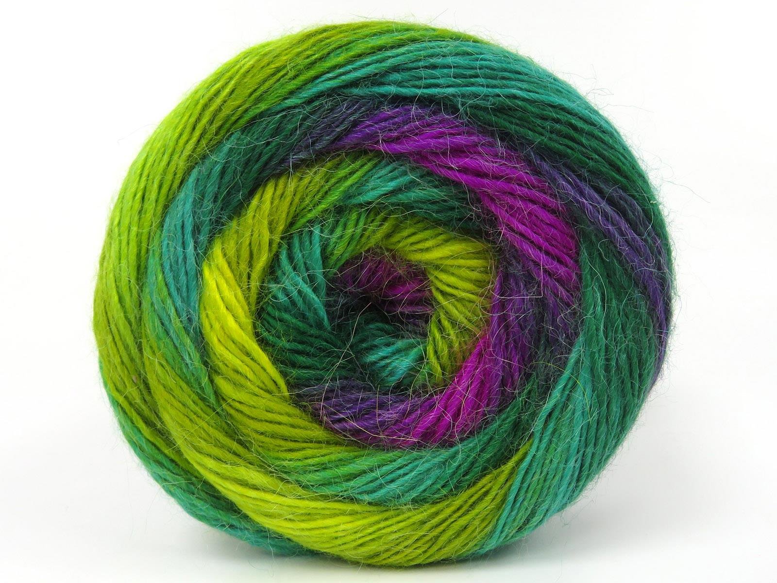 Lot of 2 x 150gr Skeins Ice Yarns CAKES ALPACA FINE (25% Alpaca) Yarn Green Shades Fuchsia Purple