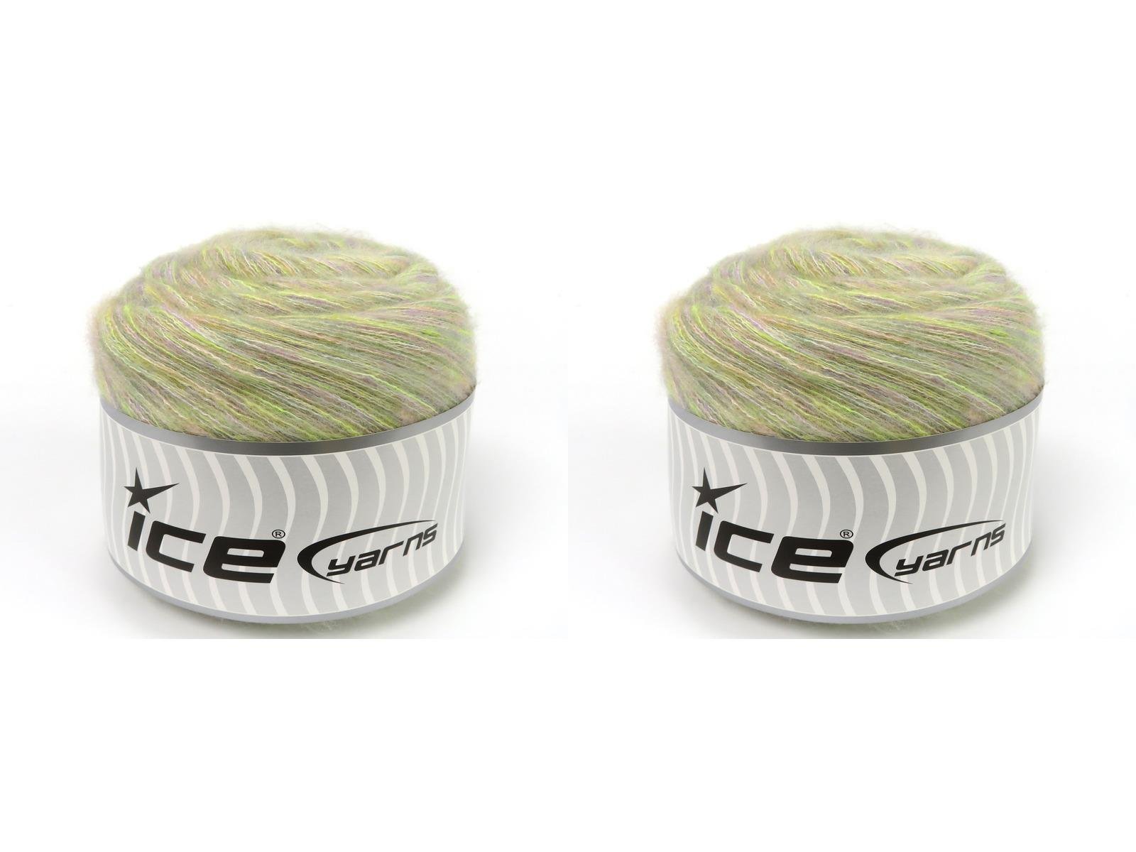 Lot of 2 x 150gr Skeins Ice Yarns CAKES TOMMY WOOL (10% Wool) Yarn Light Lilac Light Salmon Green Shades