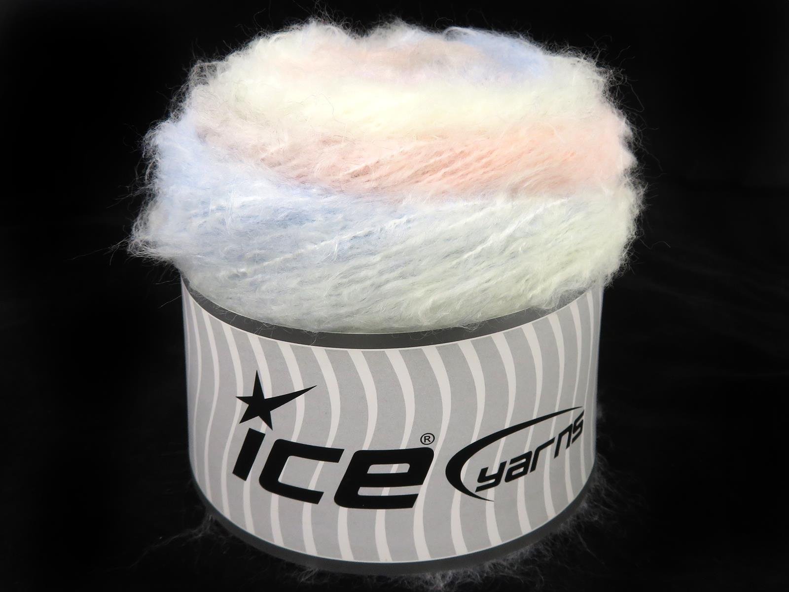 Lot of 2 x 150gr Skeins Ice Yarns CAKES FANCY MOHAIR (15% Mohair) Yarn Ecru Light Grey Light Pink Light Blue