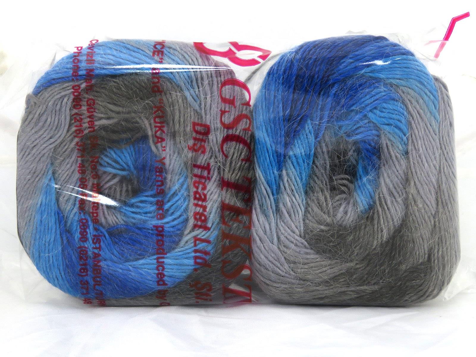 Lot of 2 x 150gr Skeins Ice Yarns CAKES ALPACA FINE (25% Alpaca) Yarn Blue Shades Grey Shades
