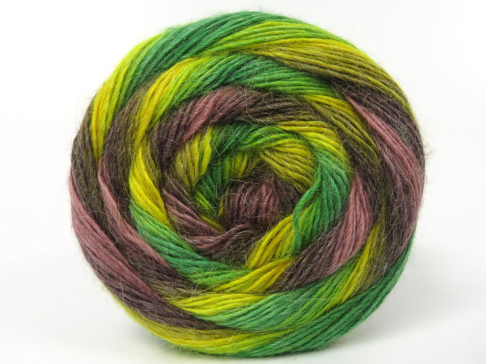 Lot of 2 x 150gr Skeins Ice Yarns CAKES ALPACA FINE (25% Alpaca) Yarn Green Yellow Camel Pink