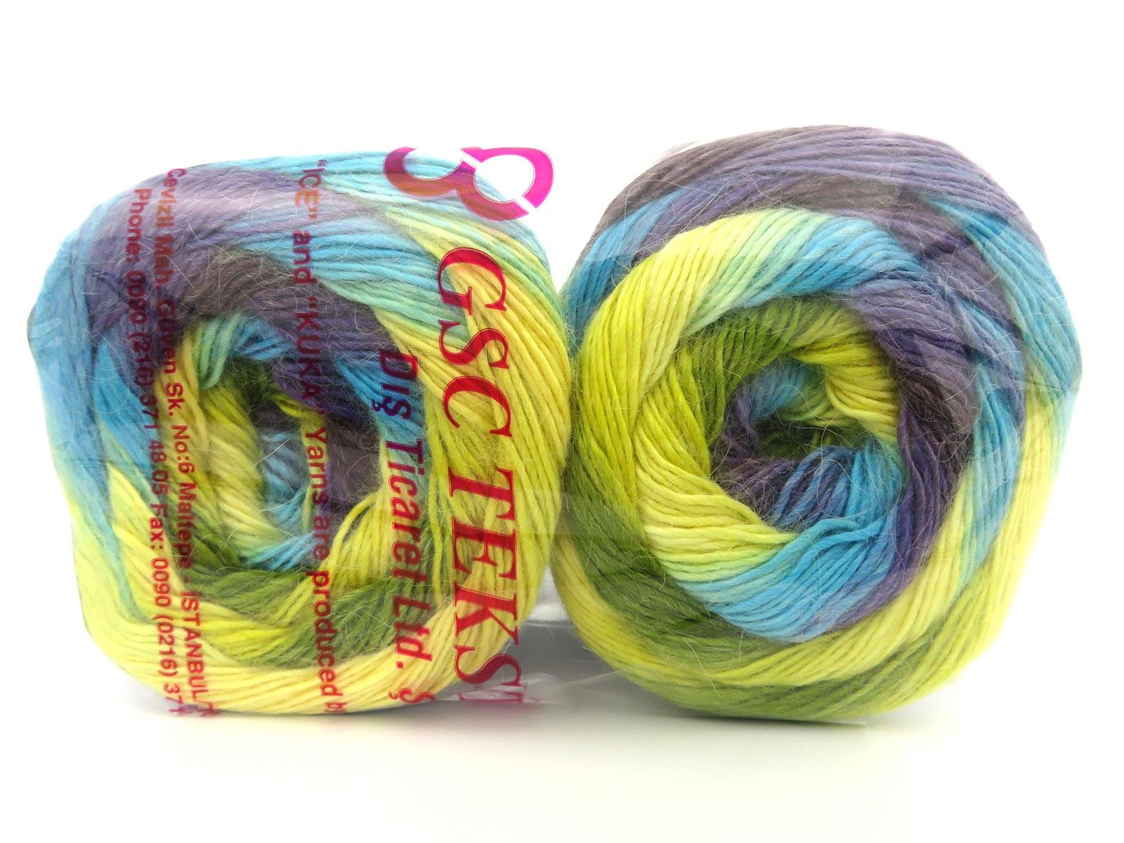 Lot of 2 x 150gr Skeins Ice Yarns CAKES ALPACA FINE (25% Alpaca) Yarn Multicolor