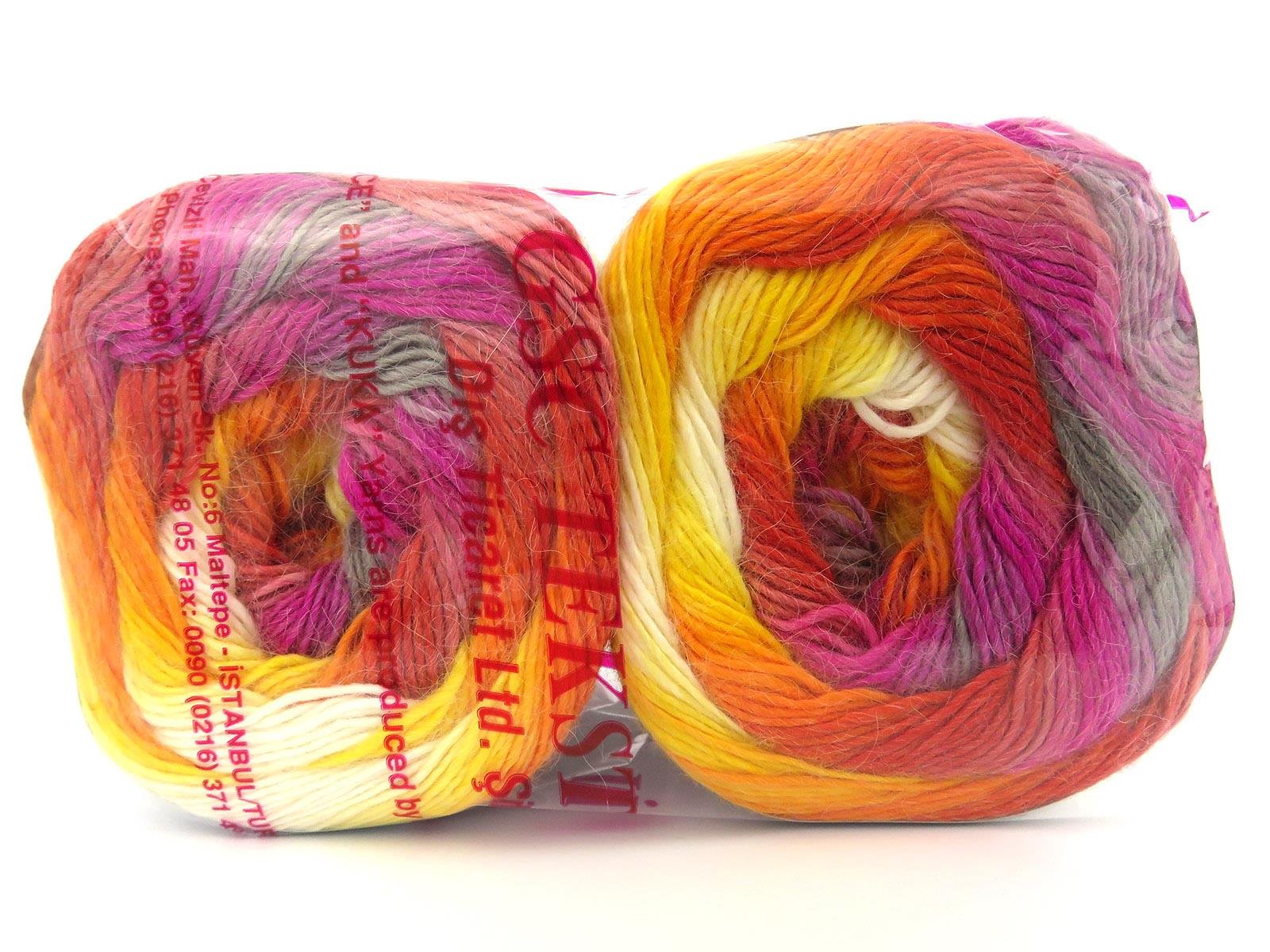 Lot of 2 x 150gr Skeins Ice Yarns CAKES ALPACA FINE (25% Alpaca) Yarn Multicolor