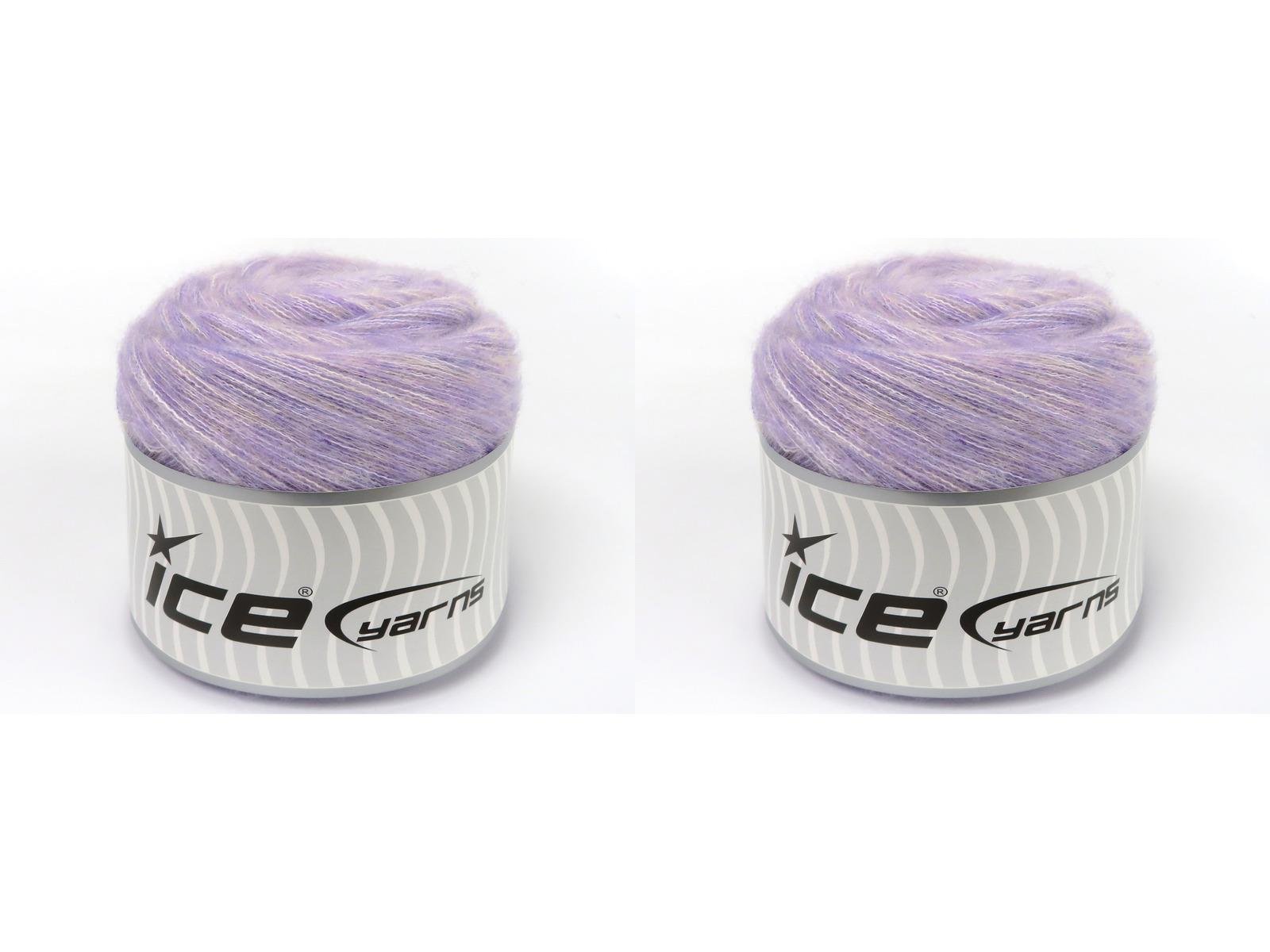 Lot of 2 x 150gr Skeins Ice Yarns CAKES TOMMY WOOL (10% Wool) Yarn Light Lilac Melange