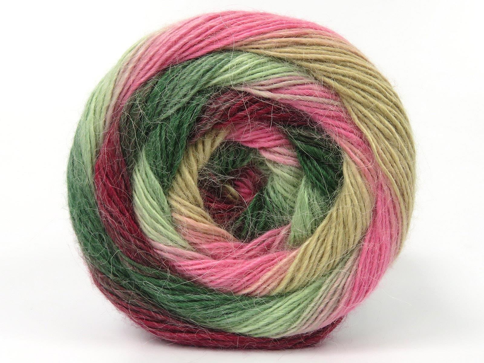 Lot of 2 x 150gr Skeins Ice Yarns CAKES ALPACA FINE (25% Alpaca) Yarn Green Shades Cream Pink Burgundy