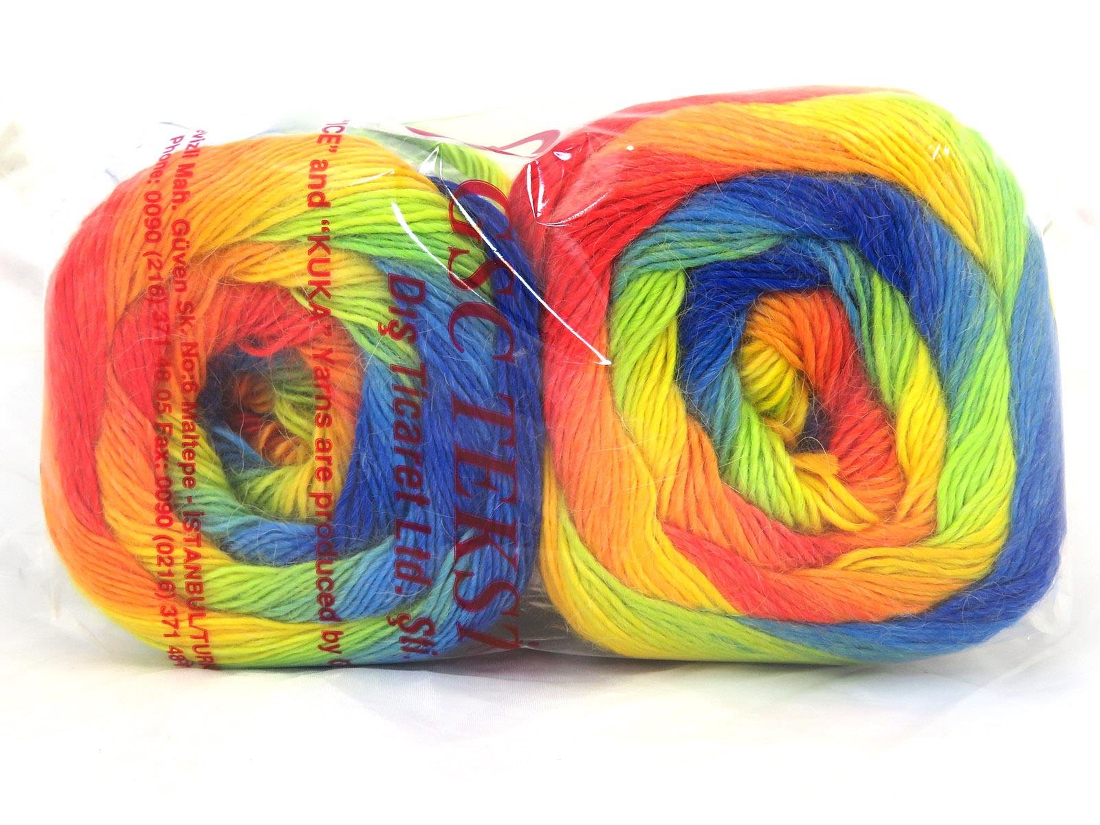 Lot of 2 x 150gr Skeins Ice Yarns CAKES ALPACA FINE Hand Knitting Yarn Rainbow