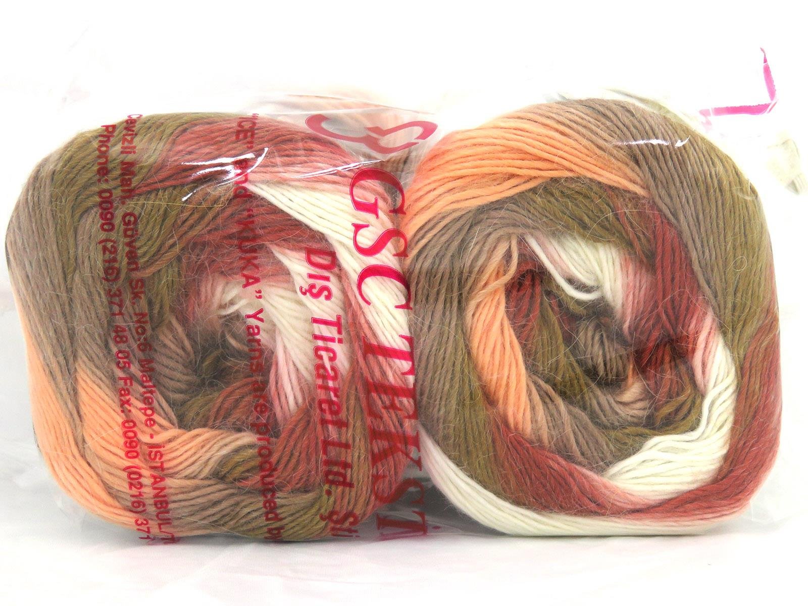 Lot of 2 x 150gr Skeins Ice Yarns CAKES ALPACA FINE (25% Alpaca) Yarn Copper Camel Salmon Khaki White