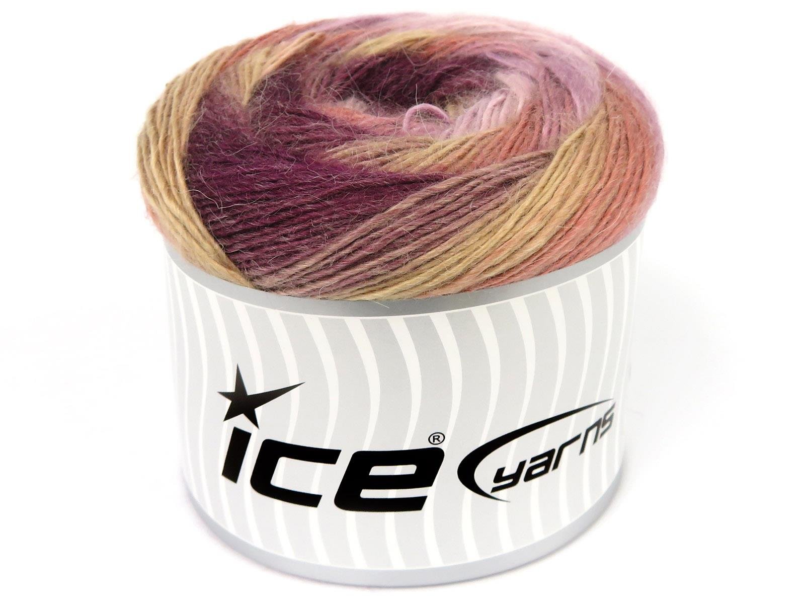 Lot of 2 x 150gr Skeins Ice Yarns CAKES ALPACA FINE (25% Alpaca) Yarn Purple Shades Salmon Shades