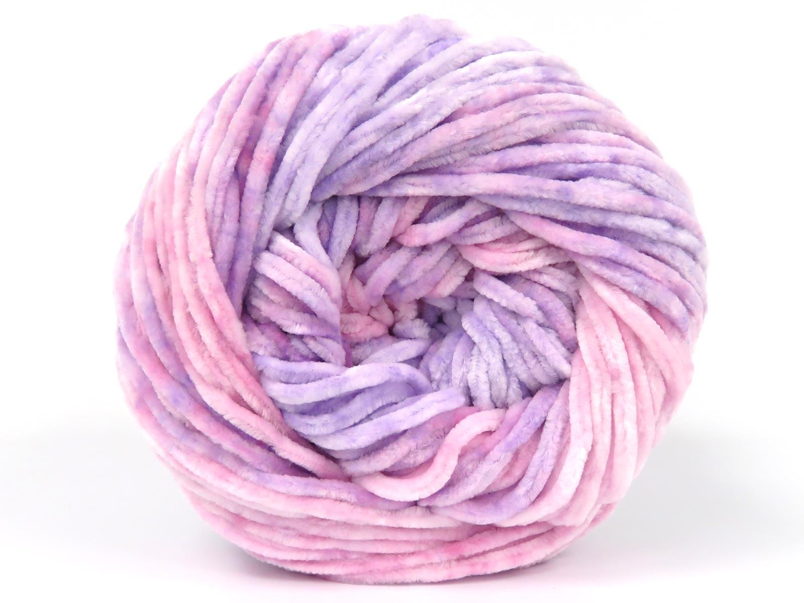 Lot of 2 x 150gr Skeins Ice Yarns CHENILLE SPLASH (100% MicroFiber) Yarn Pink Shades Lilac Shades