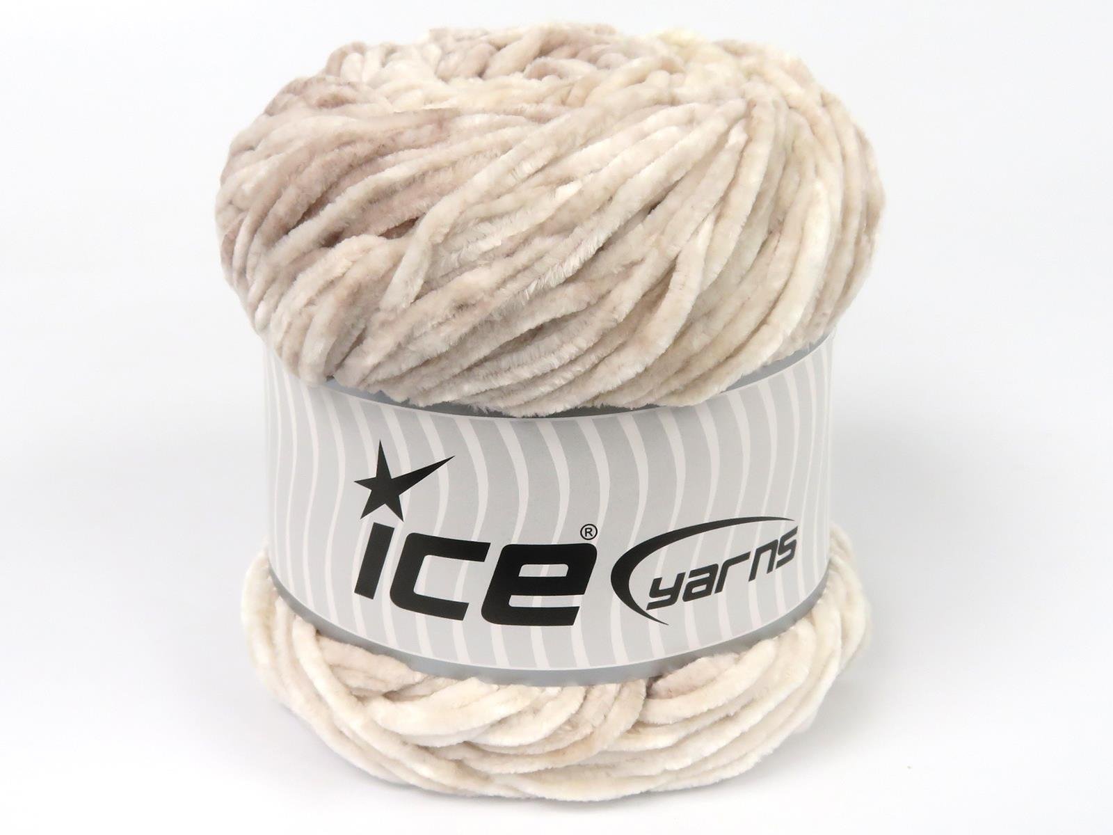 Lot of 2 x 150gr Skeins Ice Yarns CHENILLE SPLASH (100% MicroFiber) Yarn Light Salmon Light Pink Brown Shades