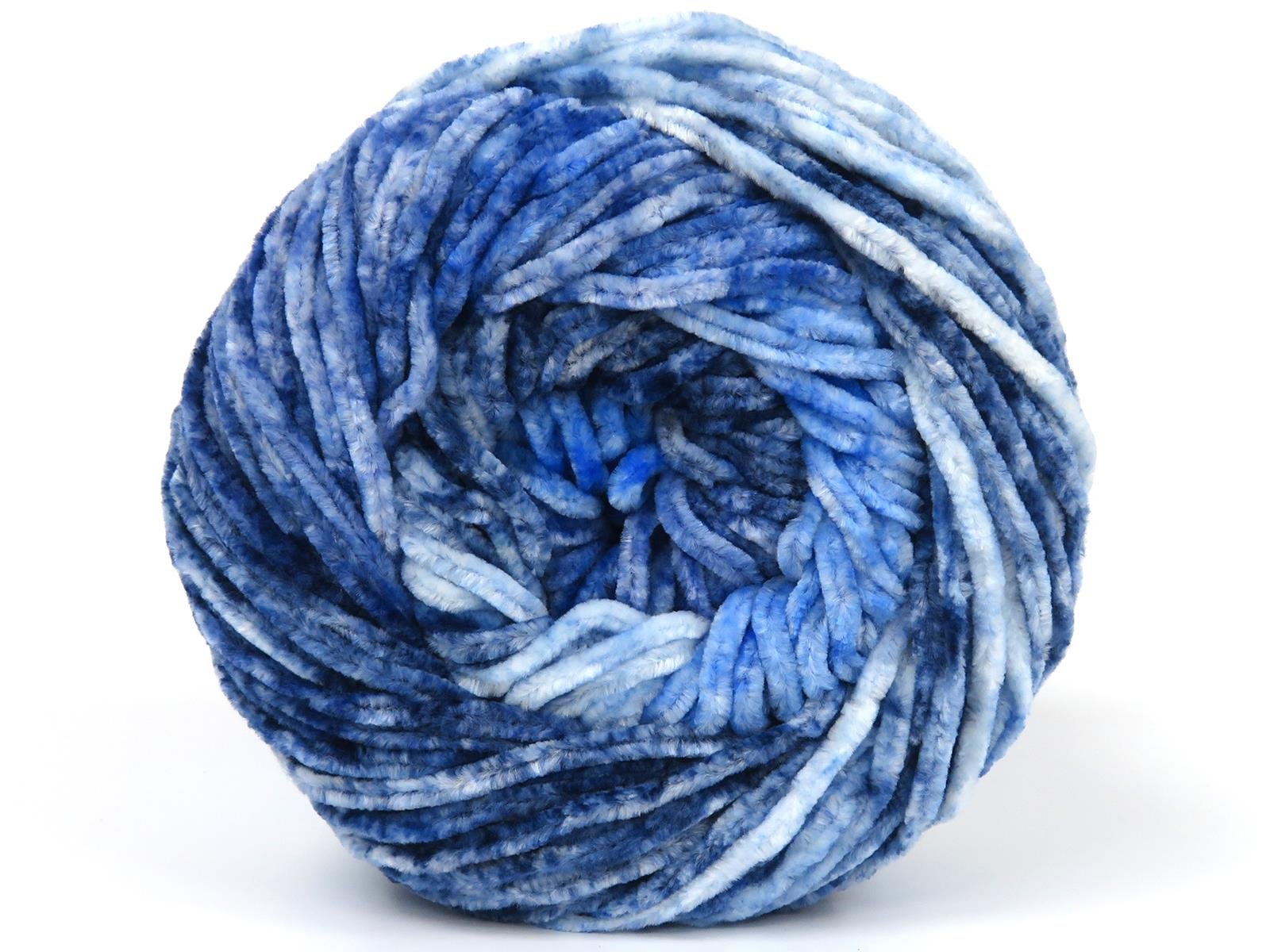 Lot of 2 x 150gr Skeins Ice Yarns CHENILLE SPLASH (100% MicroFiber) Yarn Blue Shades