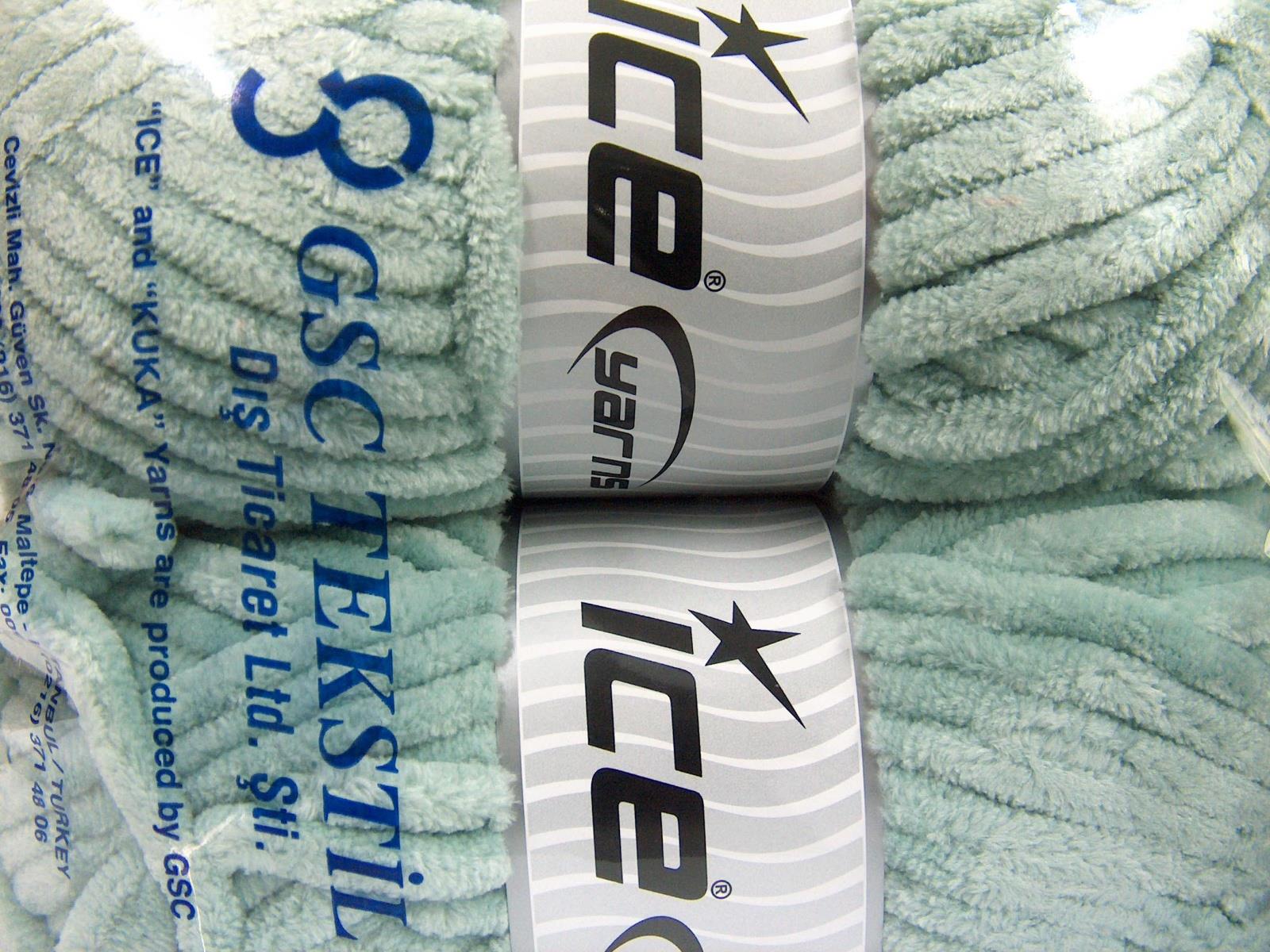 Lot of 2 x 200gr Skeins Ice Yarns CHENILLE SUPERBULKY (100% MicroFiber) Yarn Mint Green