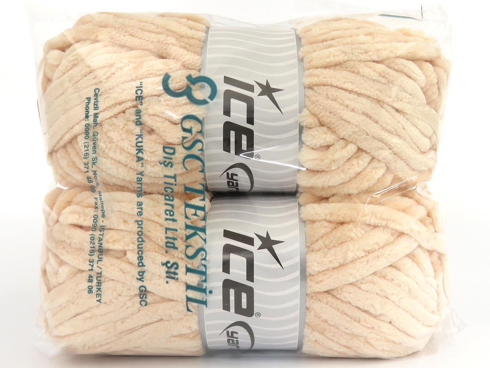 Lot of 2 x 200gr Skeins Ice Yarns CHENILLE SUPERBULKY (100% MicroFiber) Yarn Light Salmon