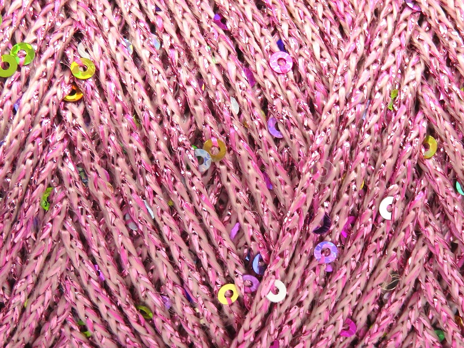 Lot of 2 x 200gr Skeins Ice Yarns MACRAME GLITZ PAILLETTE (10% Paillette) Yarn Pink