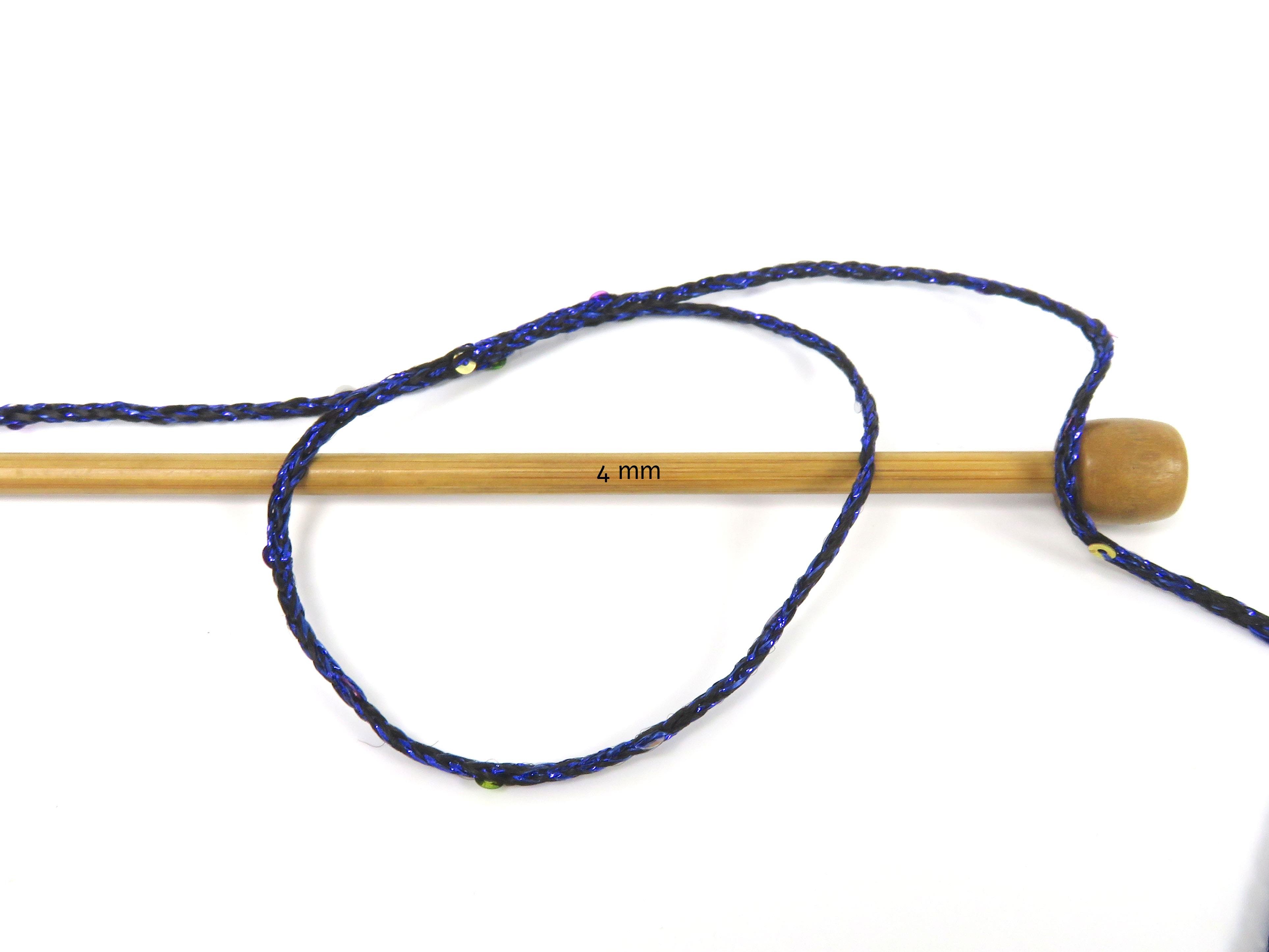 Lot of 2 x 200gr Skeins Ice Yarns MACRAME GLITZ PAILLETTE (10% Paillette) Yarn Black Blue