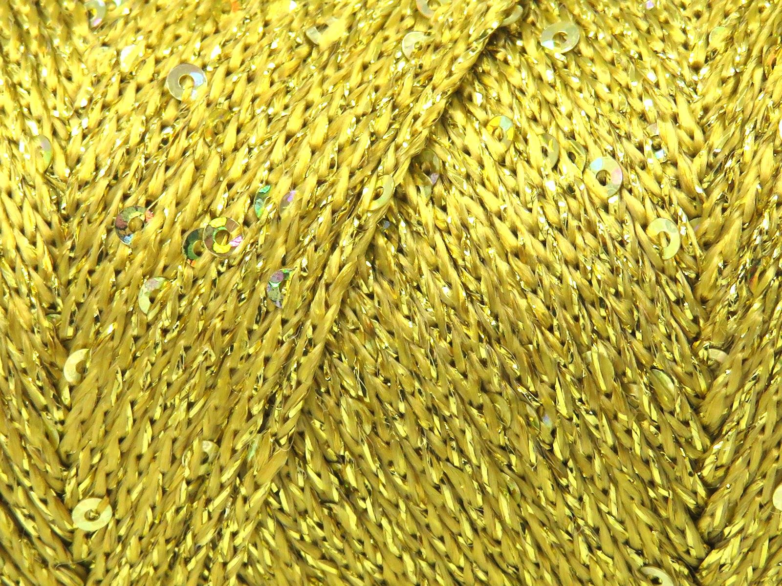 Lot of 2 x 200gr Skeins Ice Yarns MACRAME GLITZ PAILLETTE (10% Paillette) Yarn Gold