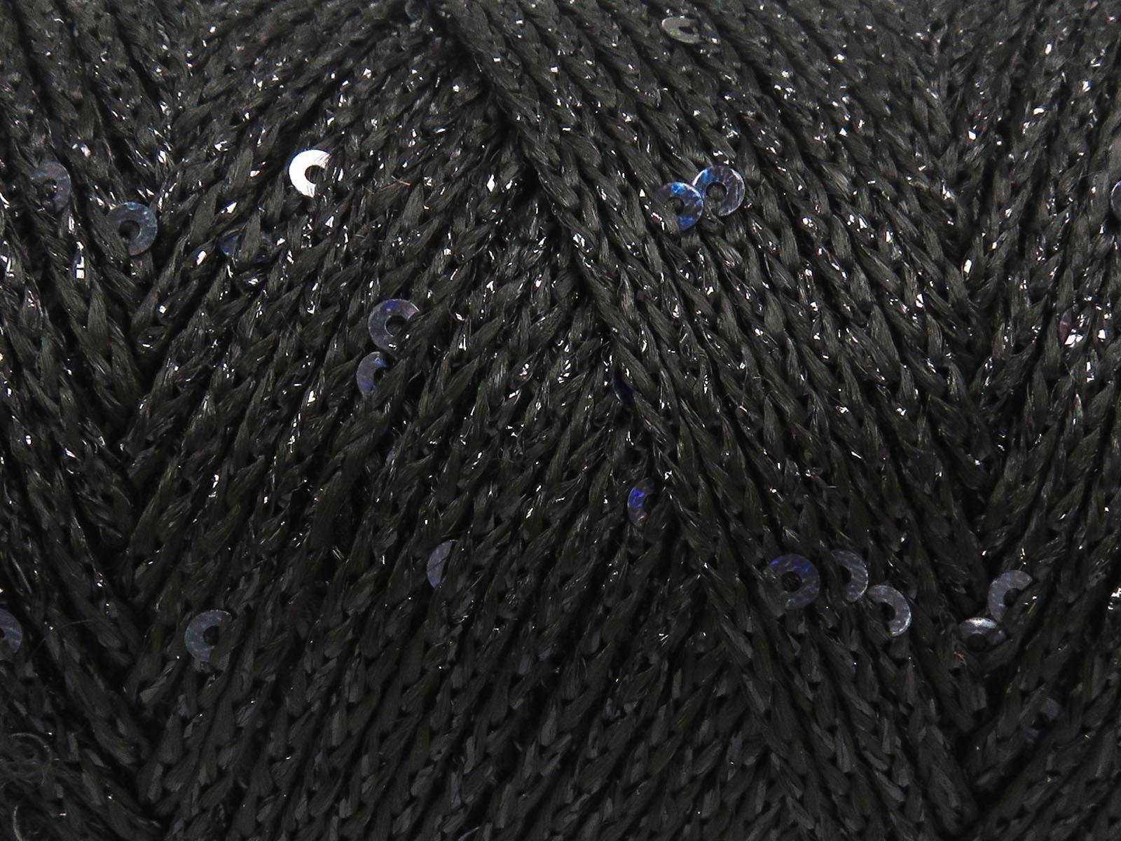 Lot of 2 x 200gr Skeins Ice Yarns MACRAME GLITZ PAILLETTE (10% Paillette) Yarn Black