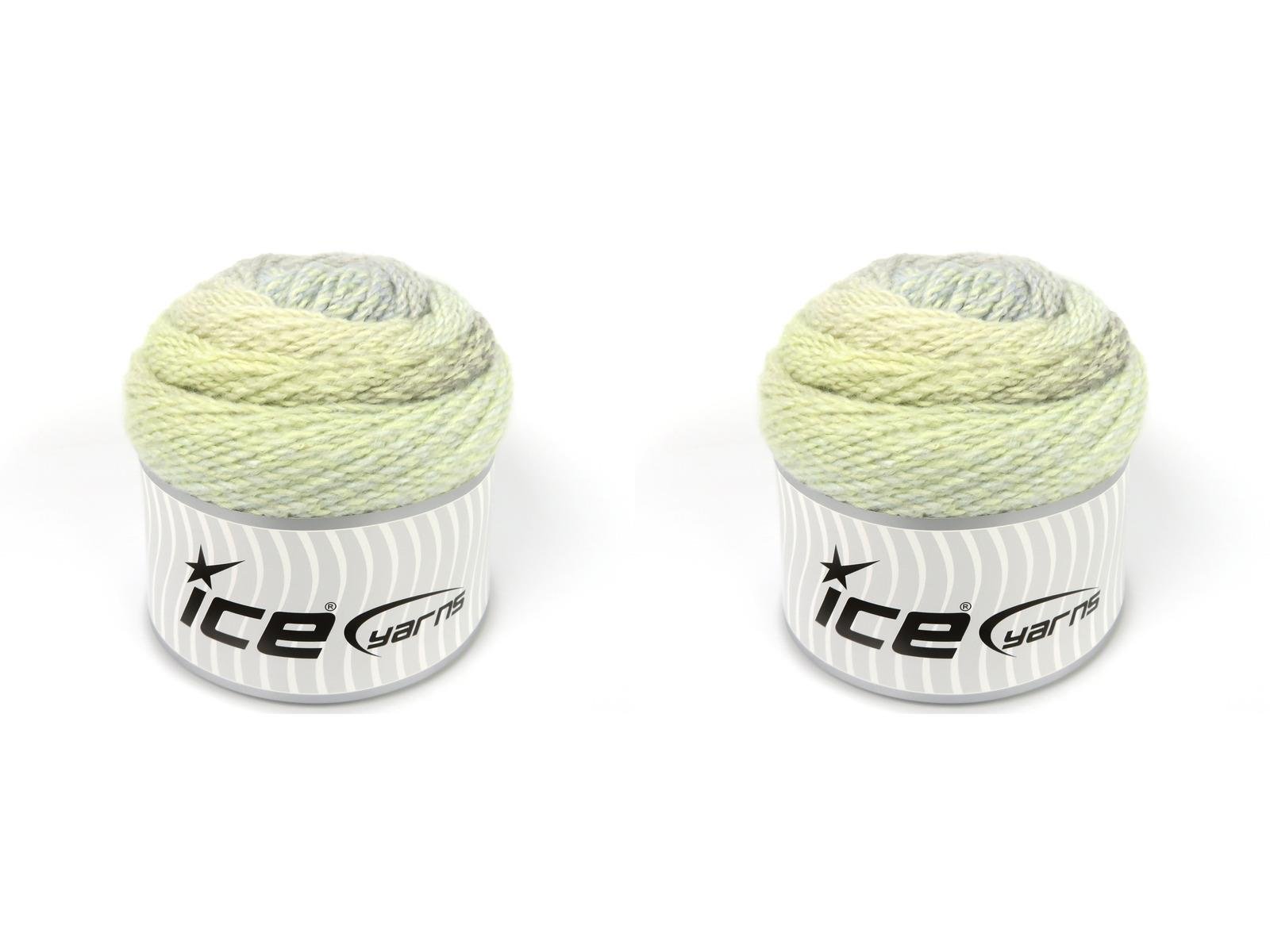 Lot of 2 x 200gr Skeins Ice Yarns MOSAIC COTTON Yarn Grey Shades Light Blue Cream