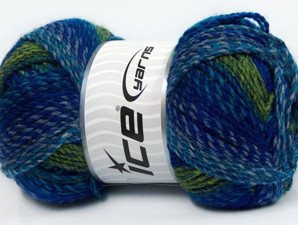 Lot of 2 x 200gr Skeins Ice Yarns MOSAIC Yarn Blue Green Turquoise