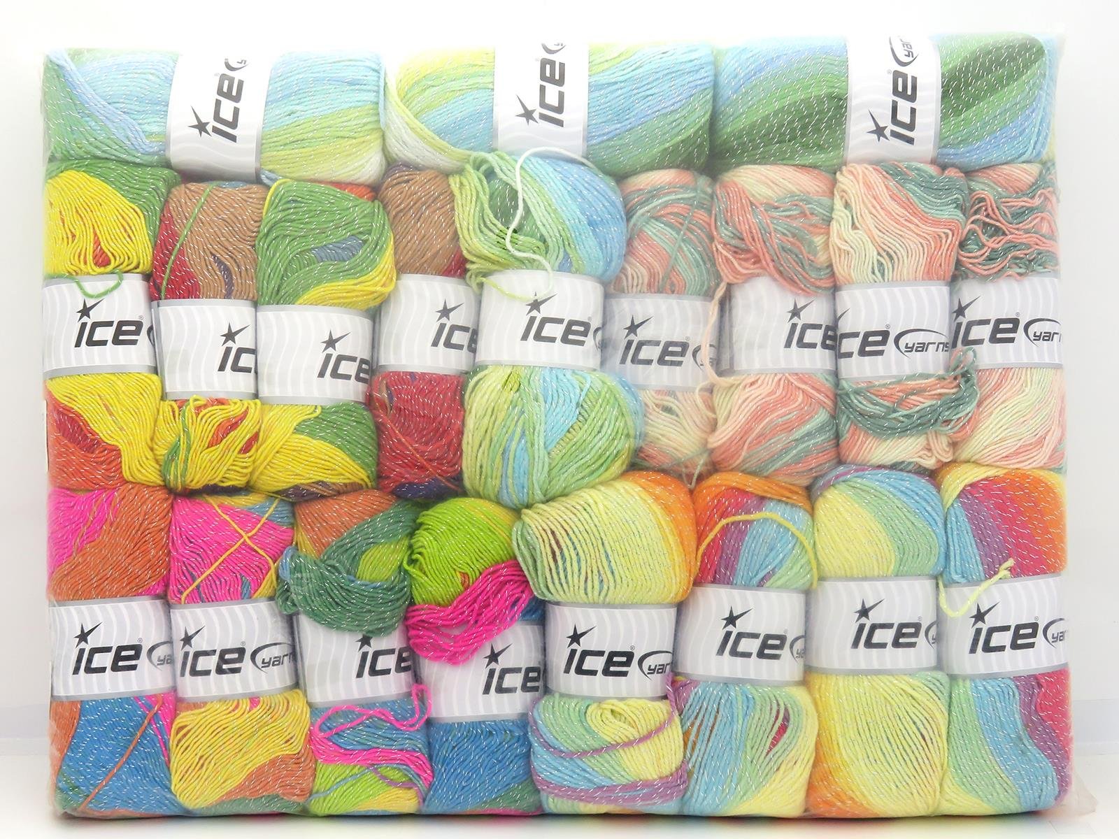 Lot of 20 x 100gr Skeins Ice Yarns Magic Glitz Yarns MAGIC GLITZ Yarn Multicolor