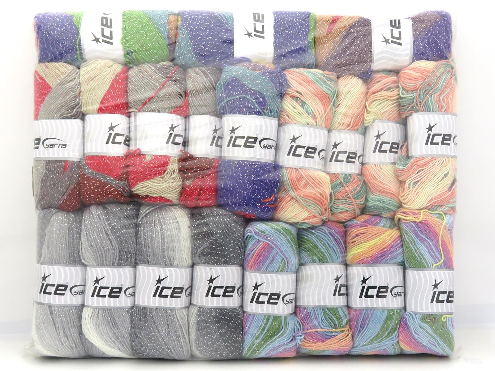Lot of 20 x 100gr Skeins Ice Yarns Magic Glitz Yarns MAGIC GLITZ Yarn Multicolor