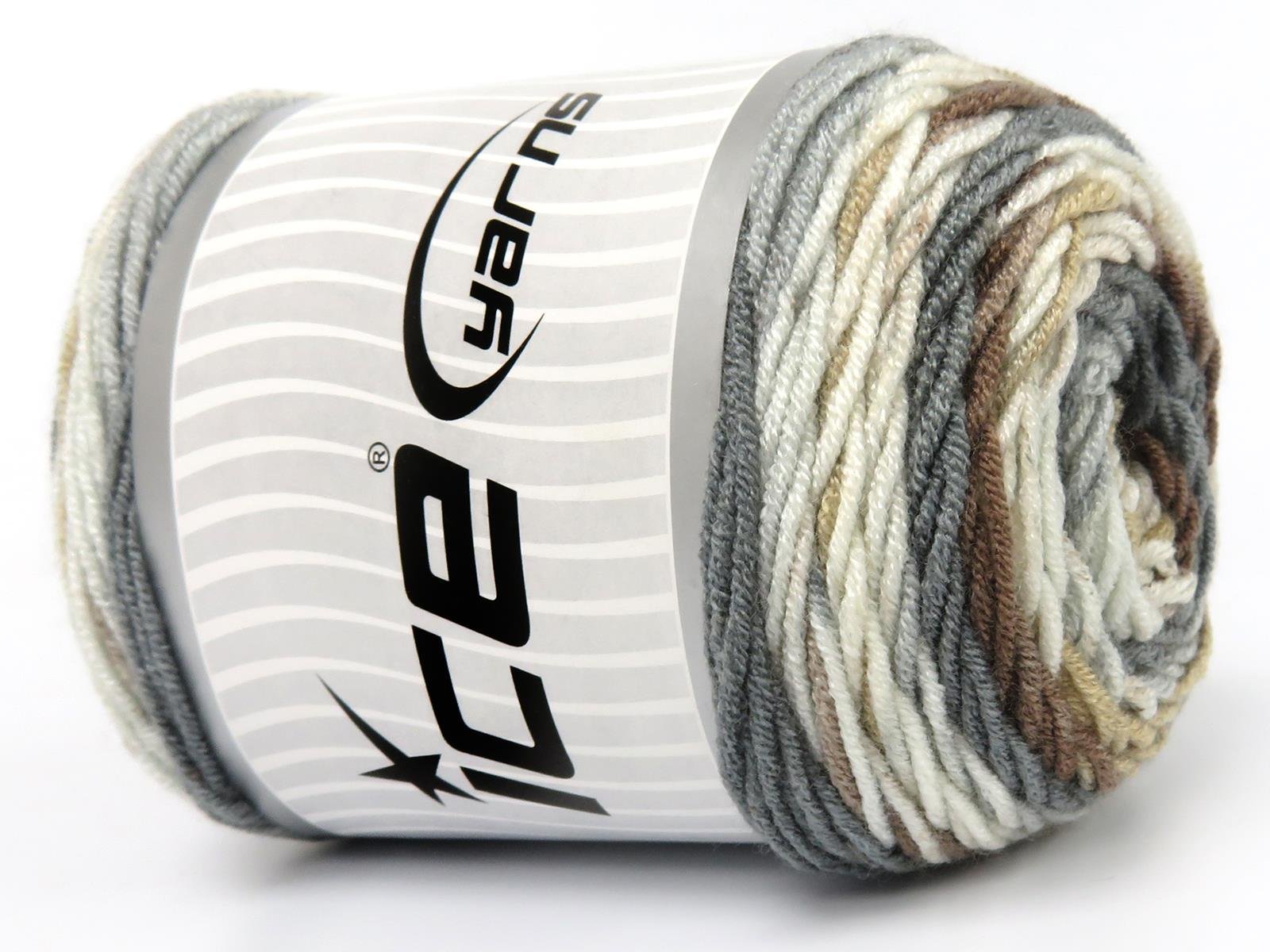 Lot of 3 x 100gr Skeins Ice Yarns BABY DREAM BATIK Yarn Camel Shades Grey Shades White