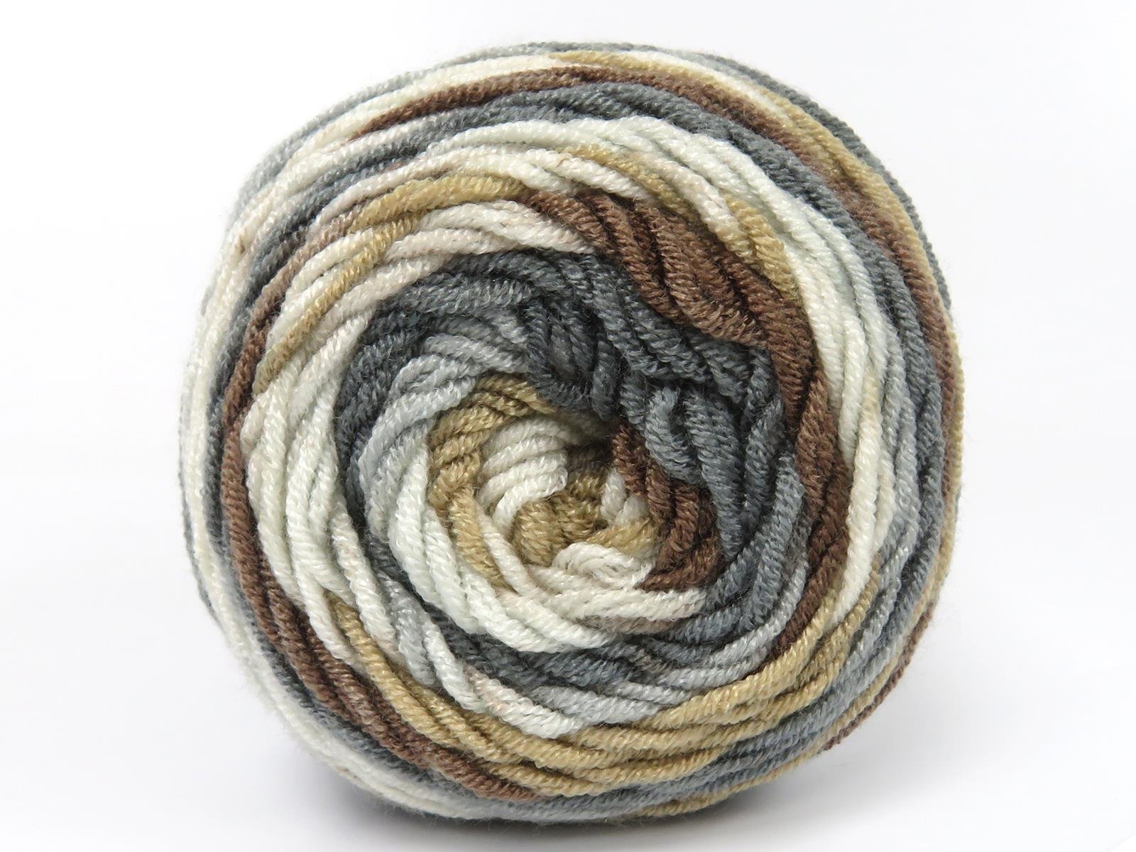 Lot of 3 x 100gr Skeins Ice Yarns BABY DREAM BATIK Yarn Camel Shades Grey Shades White