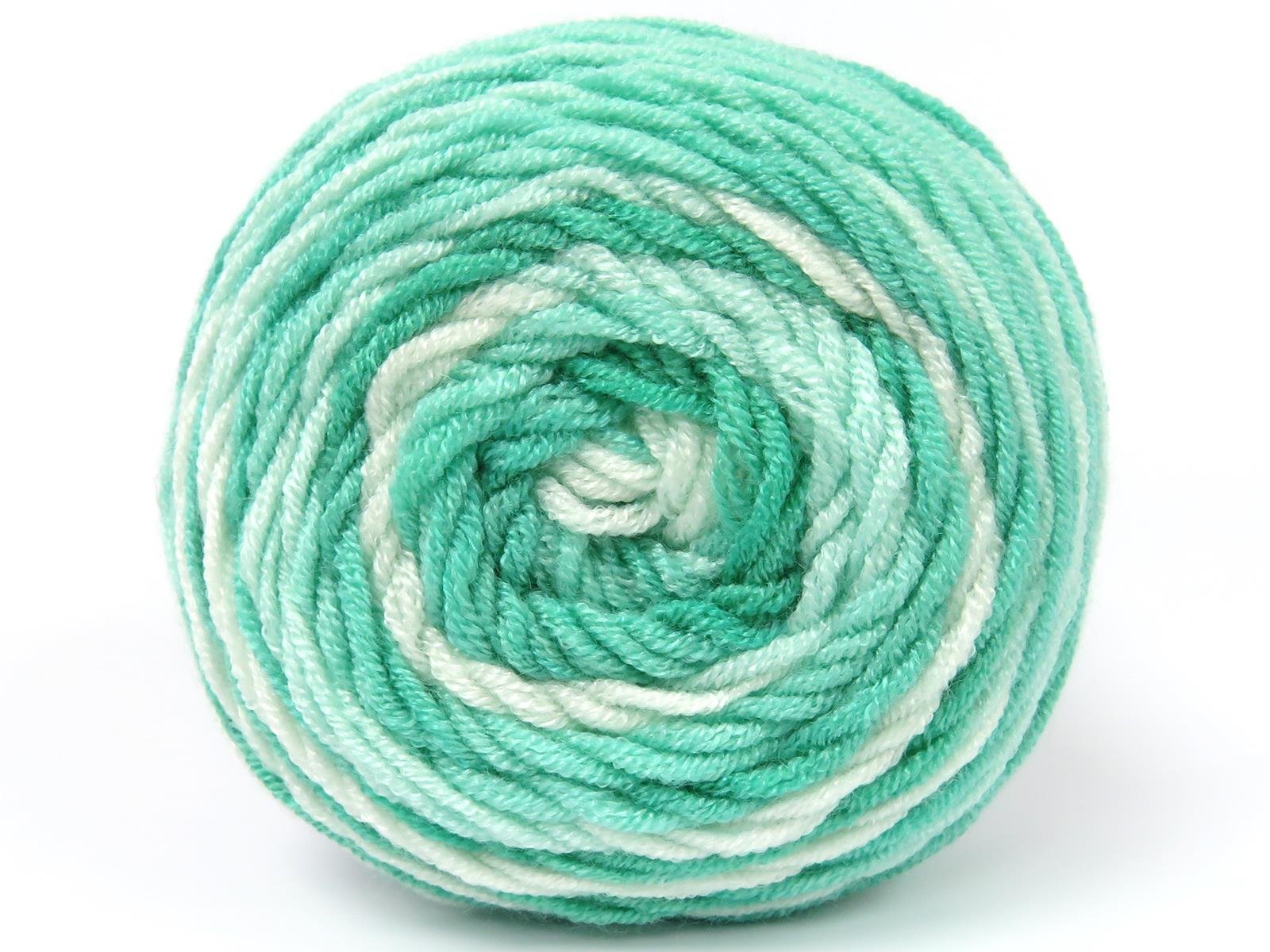 Lot of 3 x 100gr Skeins Ice Yarns BABY DREAM BATIK Yarn Green Shades White