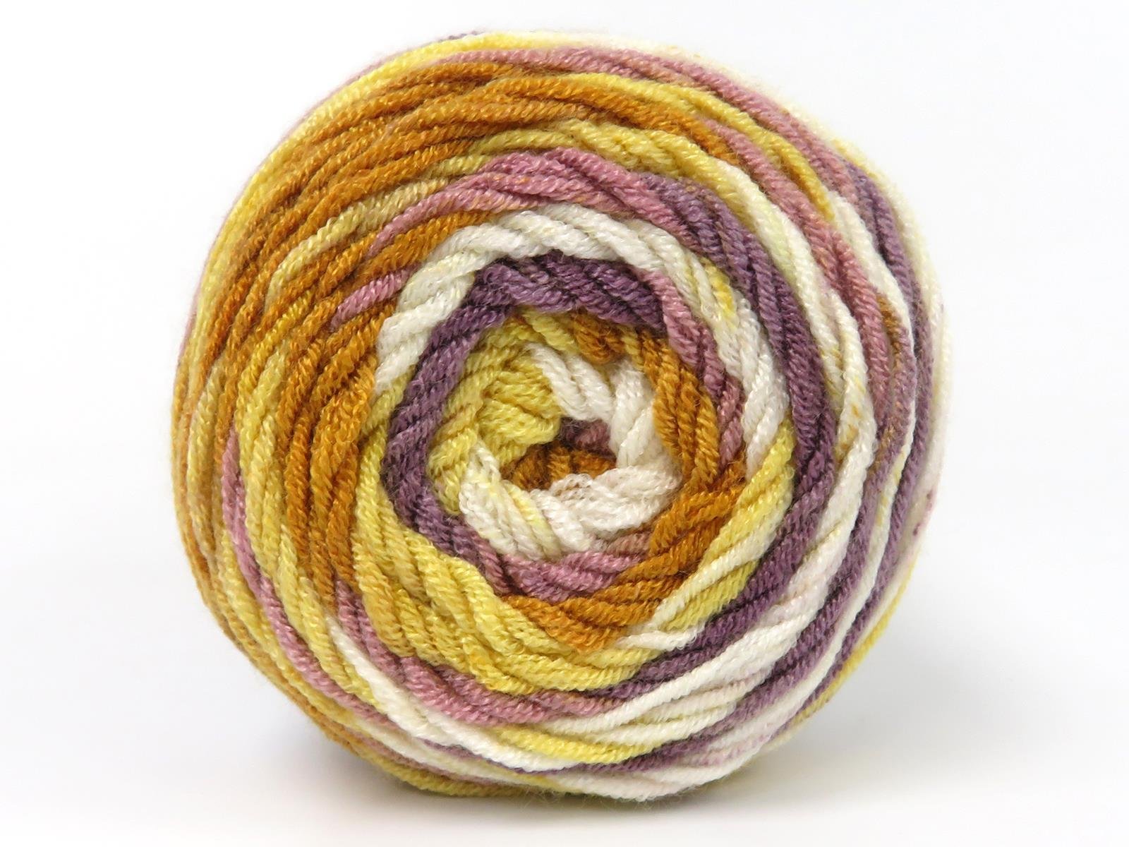 Lot of 3 x 100gr Skeins Ice Yarns BABY DREAM BATIK Yarn Gold Shades White Maroon