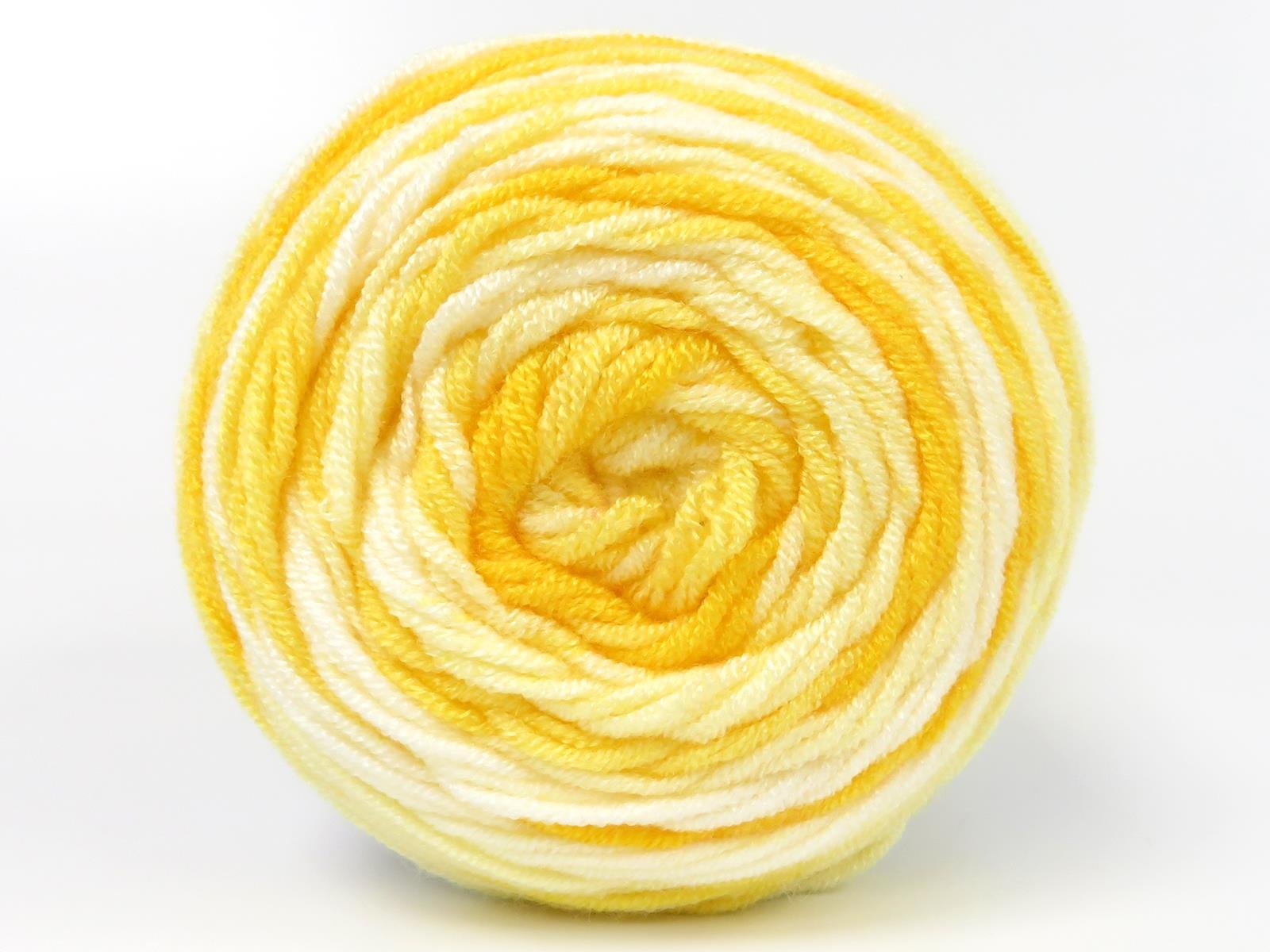 Lot of 3 x 100gr Skeins Ice Yarns BABY DREAM BATIK Yarn Yellow Shades White