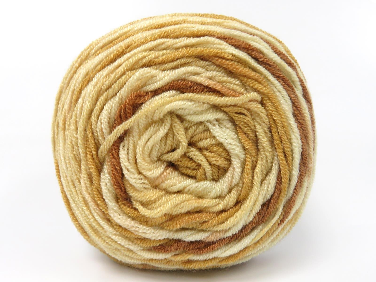 Lot of 3 x 100gr Skeins Ice Yarns BABY DREAM BATIK Yarn Brown Shades Cream