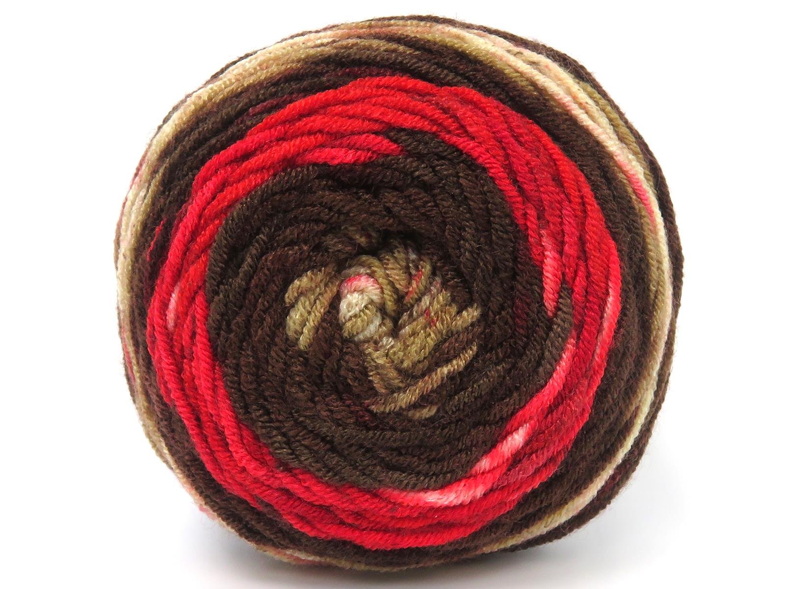 Lot of 3 x 100gr Skeins Ice Yarns BABY DREAM BATIK Yarn Brown Shades Cream Red