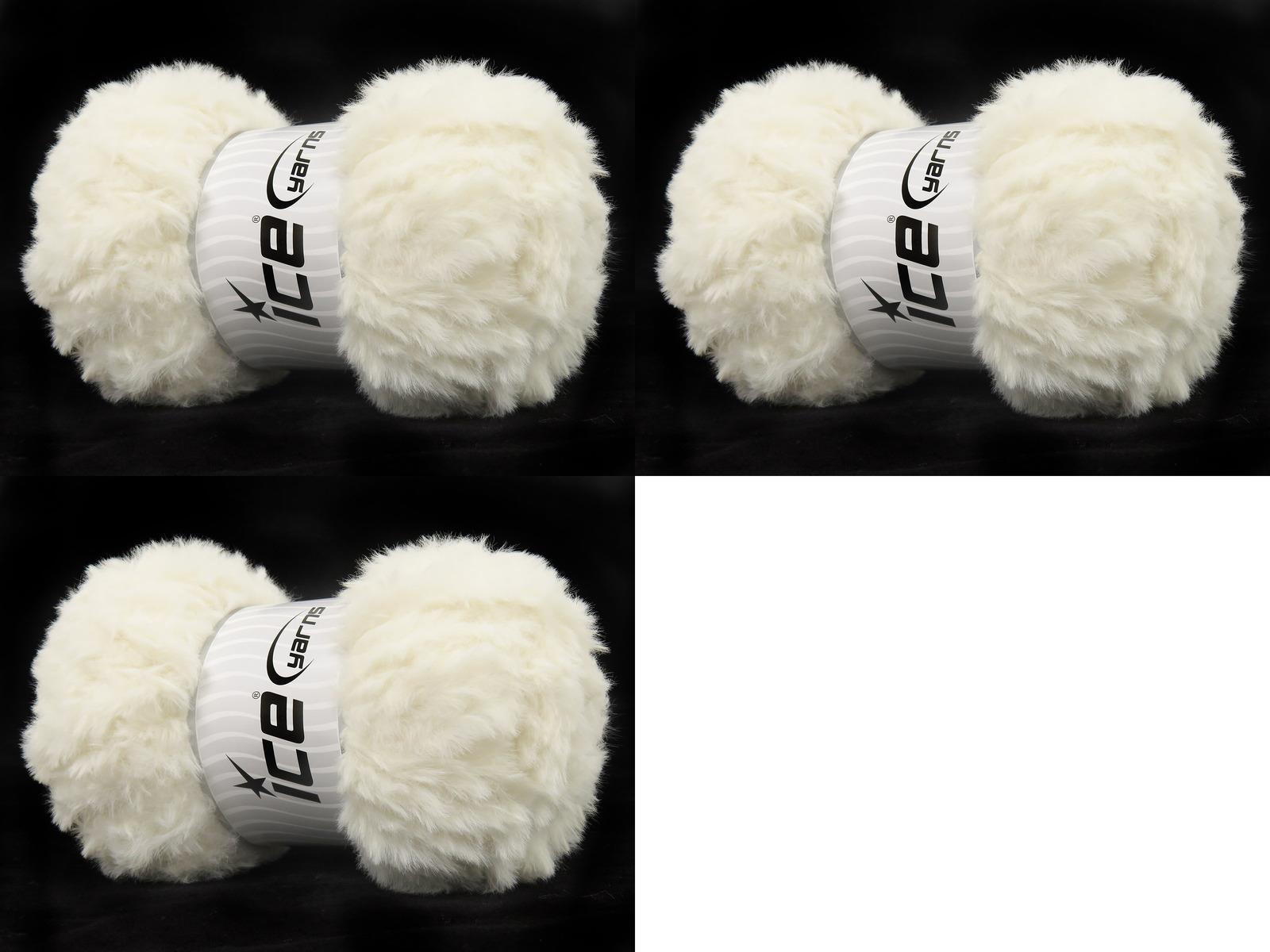 Lot of 3 x 100gr Skeins Ice Yarns BUNNY FUR Hand Knitting Yarn Cream
