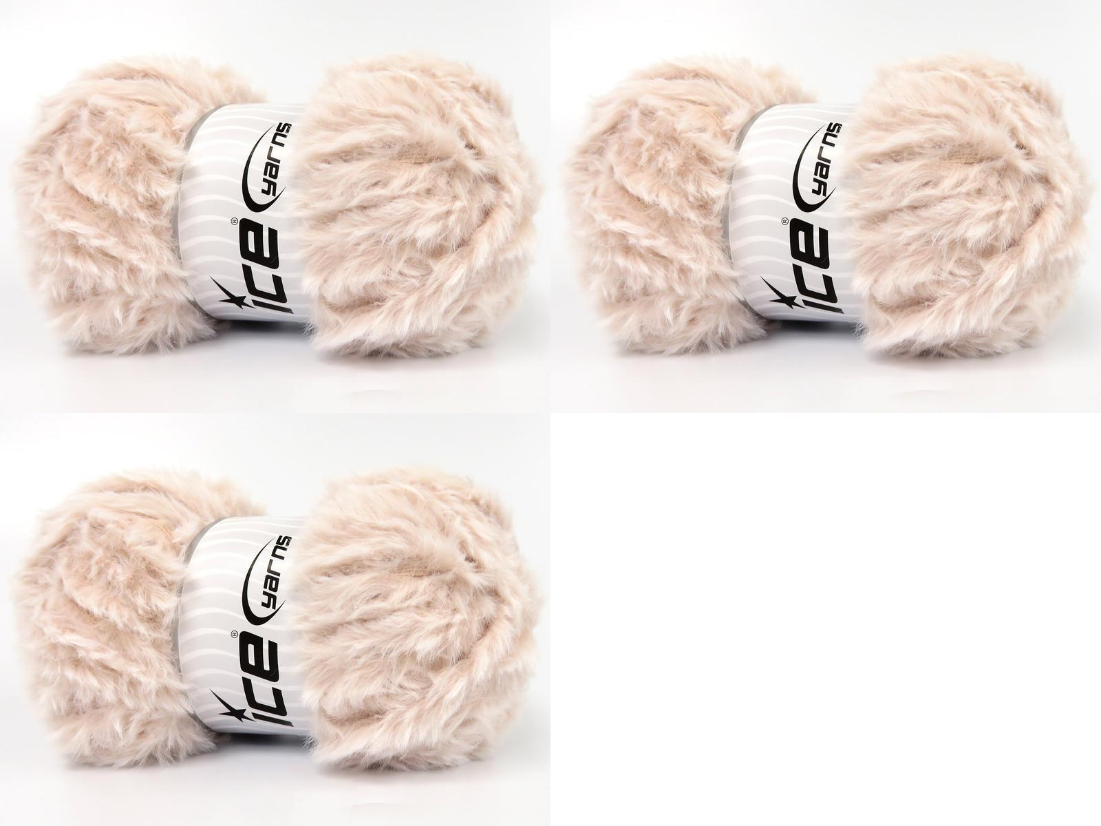 Lot of 3 x 100gr Skeins Ice Yarns BUNNY FUR Hand Knitting Yarn Light Salmon