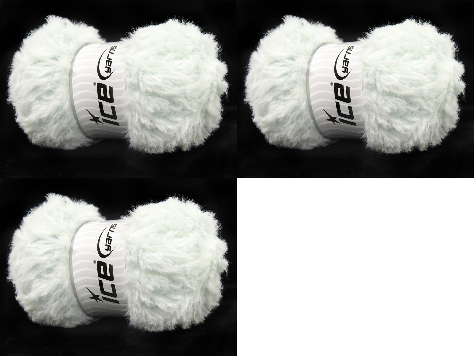 Lot of 3 x 100gr Skeins Ice Yarns BUNNY FUR Hand Knitting Yarn White