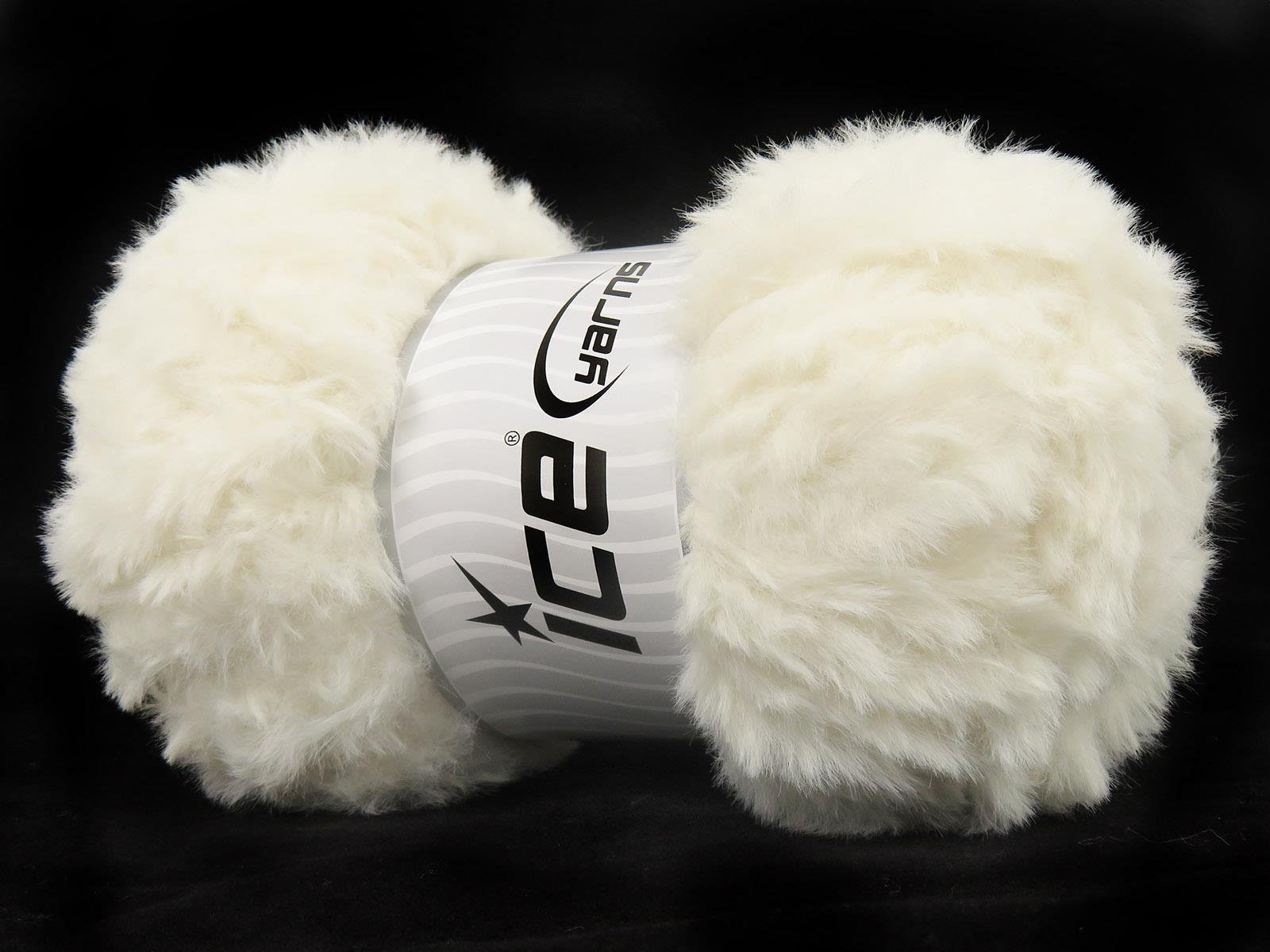 Lot of 3 x 100gr Skeins Ice Yarns BUNNY FUR Hand Knitting Yarn Cream